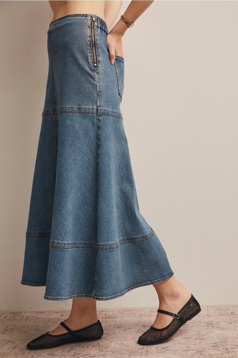A-Line Denim Skirt, thumbnail 6