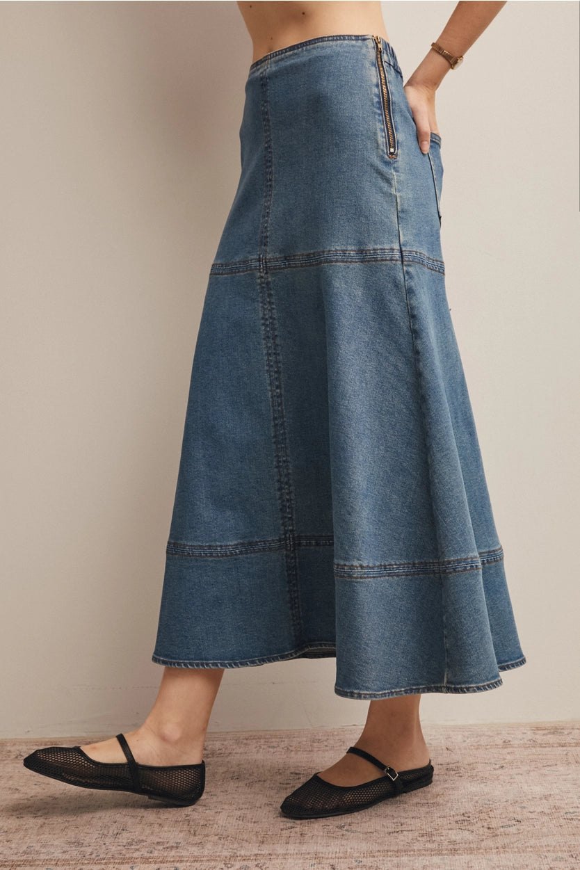 A-Line Denim Skirt, thumbnail 7