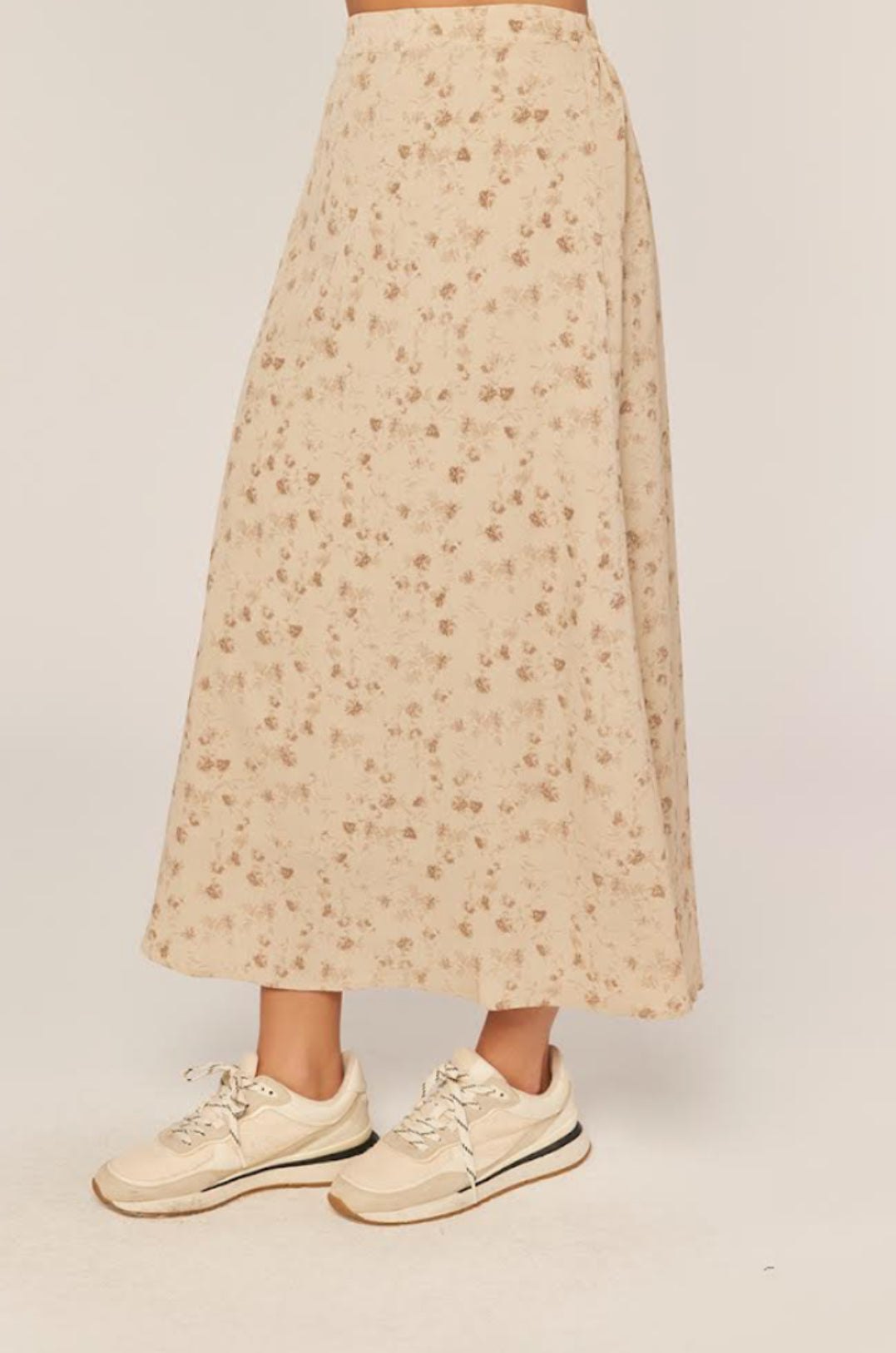 Beige Floral Maxi Skirt, thumbnail 3