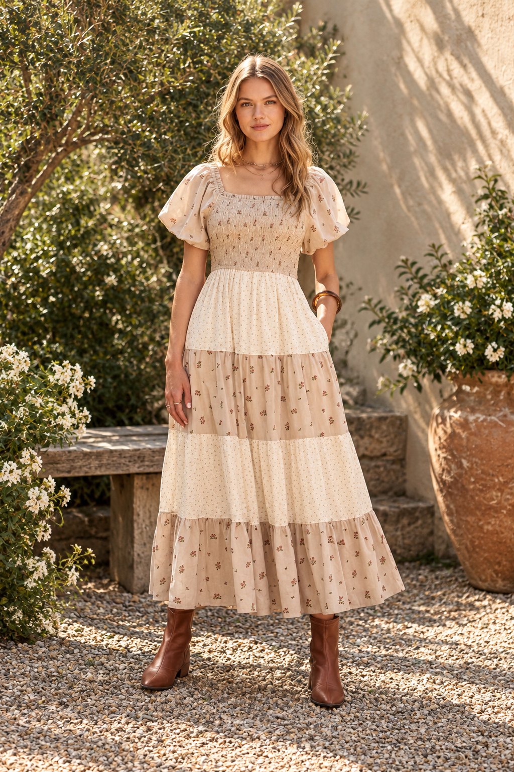 Betsy Midi Dress in Taupe, alternate view