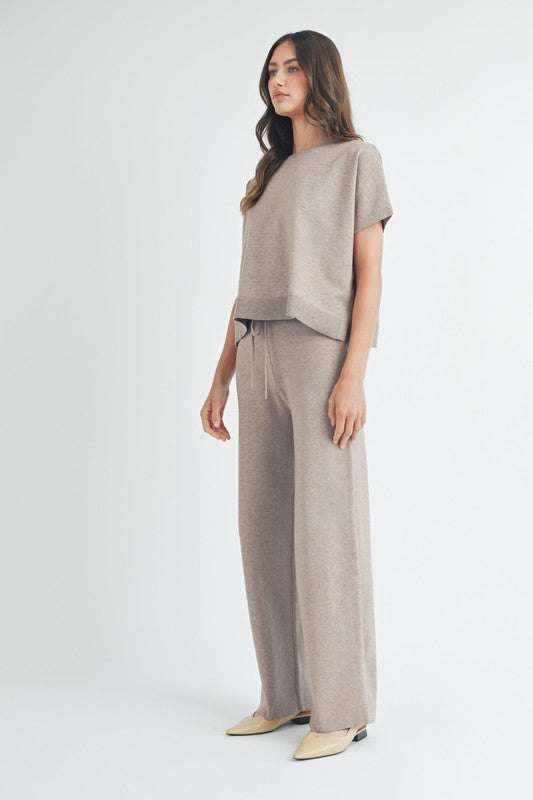 Cozy Knit Wide Leg Pant Set, thumbnail 4