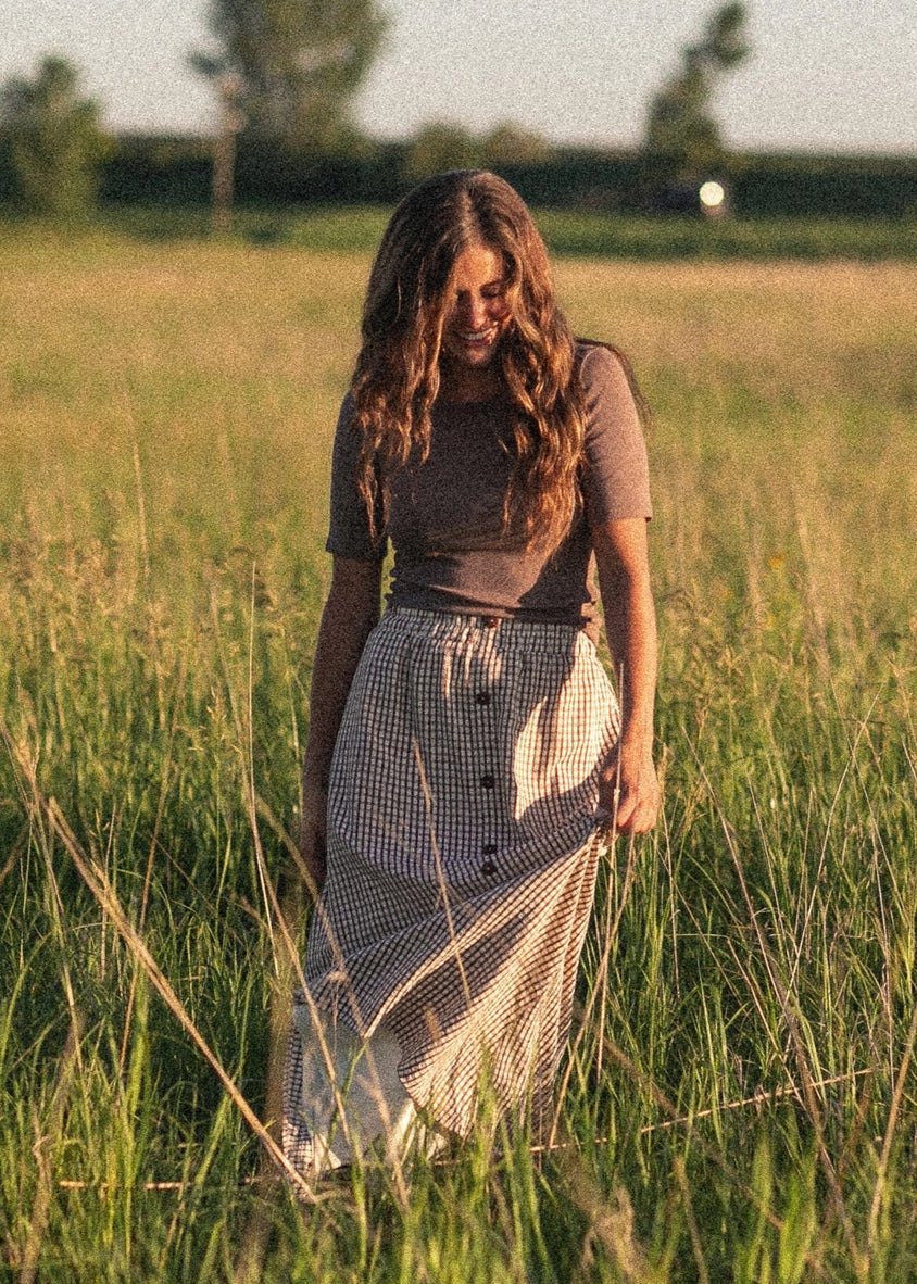 Brown Gingham Maxi Skirt, alternate view