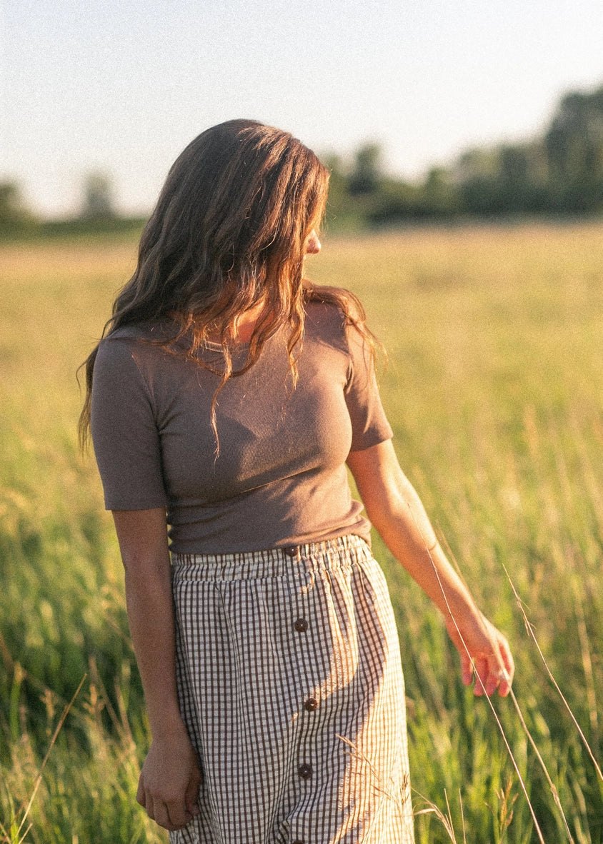 Brown Gingham Maxi Skirt, thumbnail 3