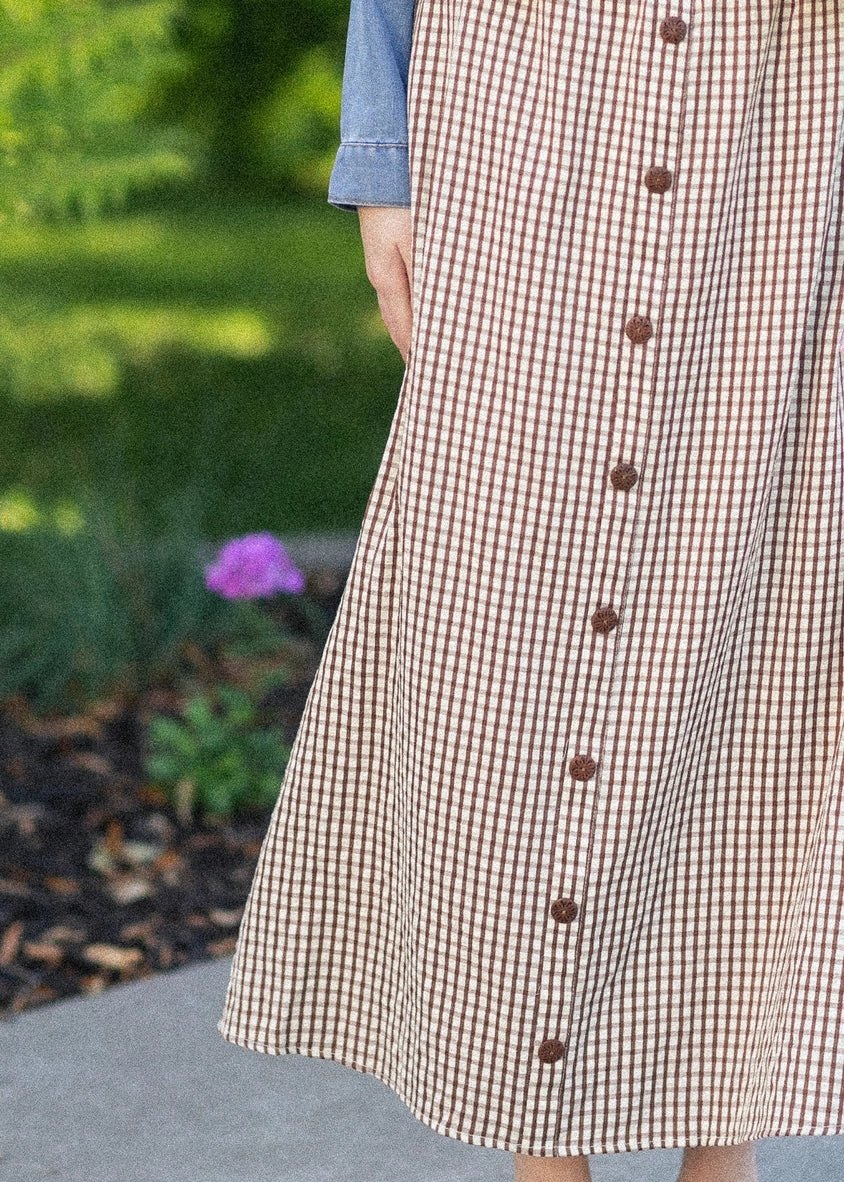 Brown Gingham Maxi Skirt, thumbnail 7