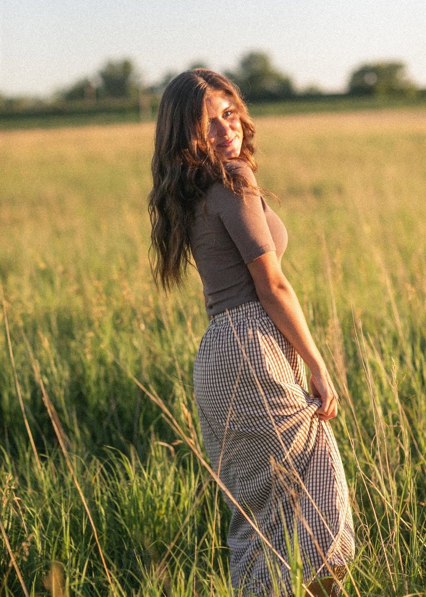 Brown Gingham Maxi Skirt, thumbnail 9