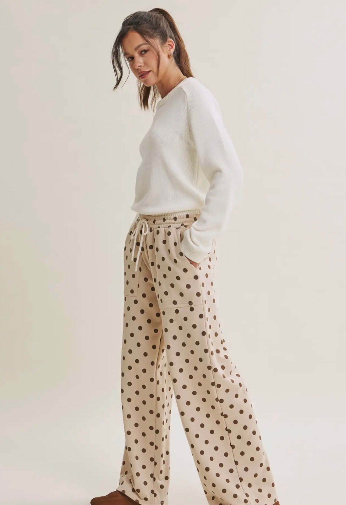Brown Polka Dot Lounge Pants, alternate view