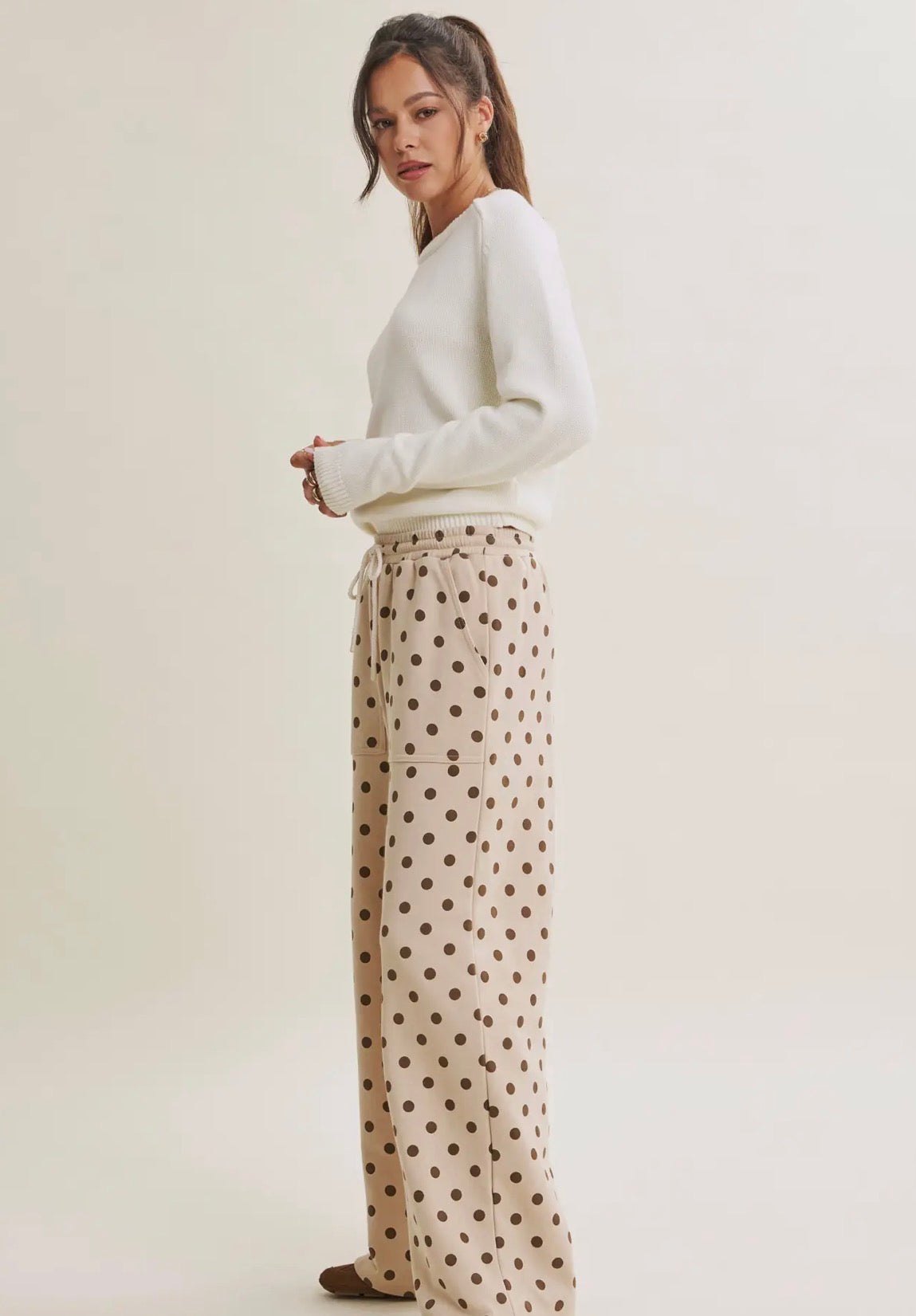 Brown Polka Dot Lounge Pants, thumbnail 3