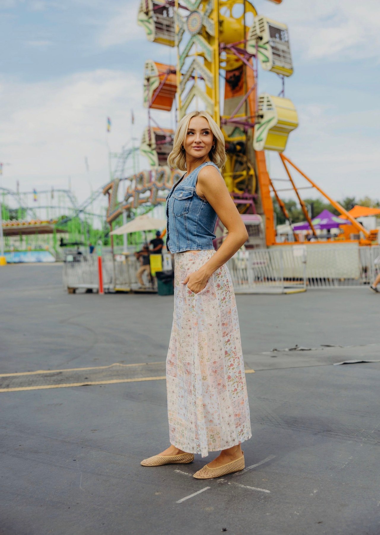 Button up Denim Vest, alternate view
