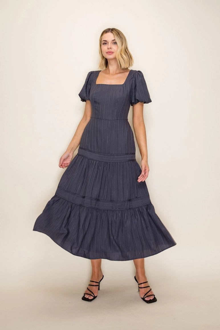 Coraline Midi Dress in Charcoal