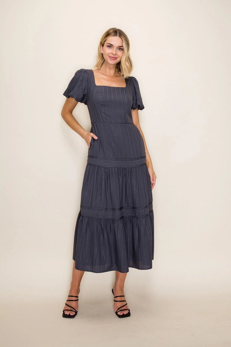 Coraline Midi Dress in Charcoal, alternate view