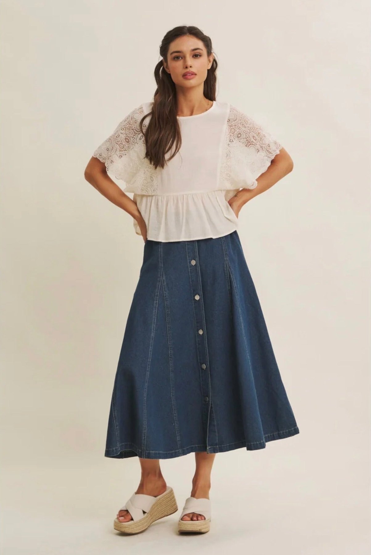 Countryside Denim Midi Skirt, thumbnail 3