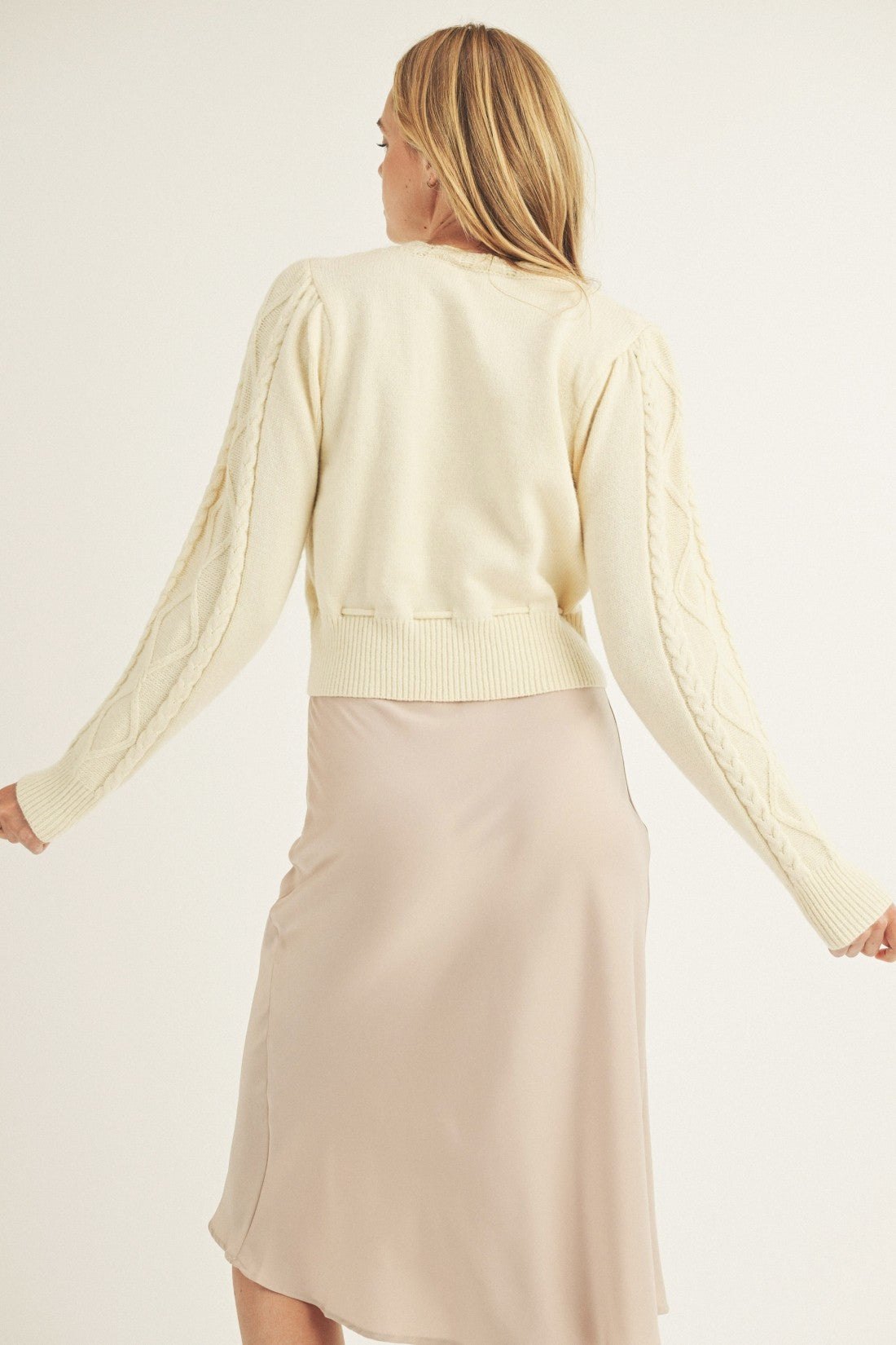 Cream tie front floral cardigan, thumbnail 10