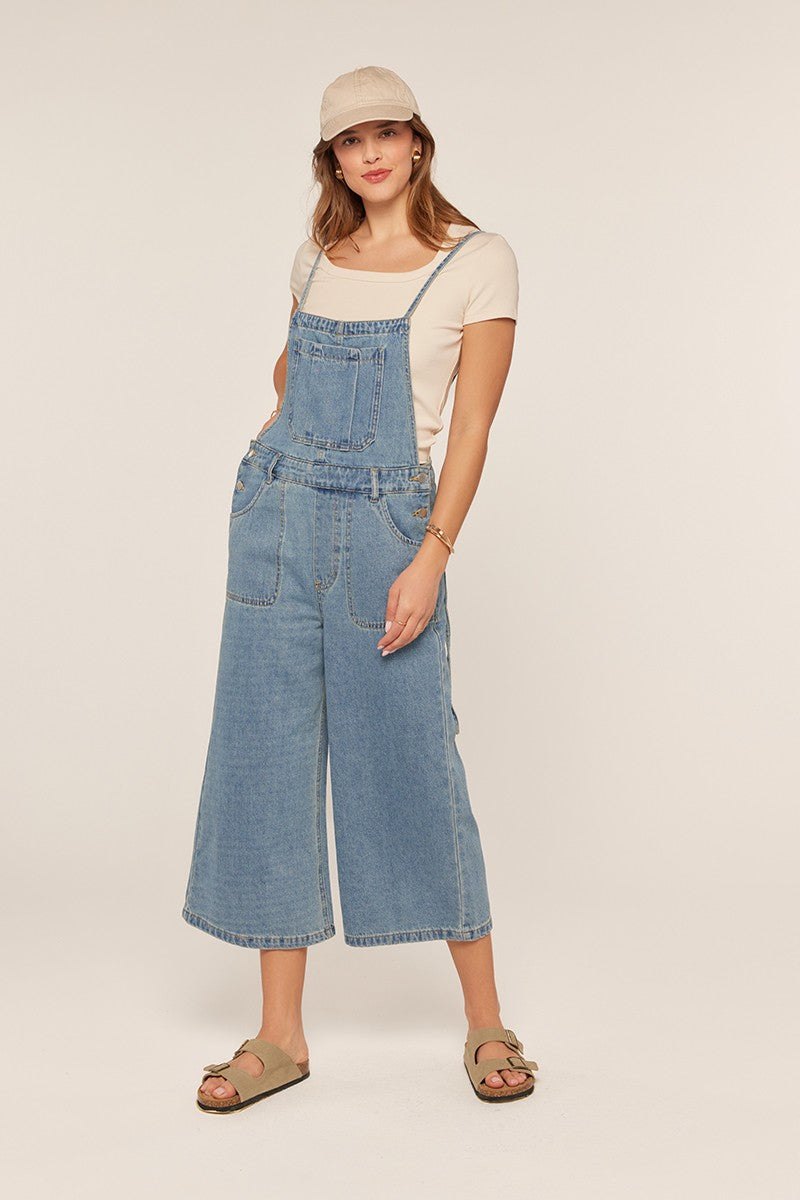 Denim Cropped Overalls