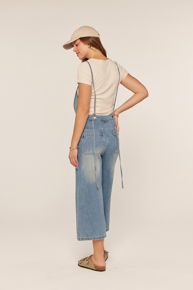 Denim Cropped Overalls, thumbnail 7