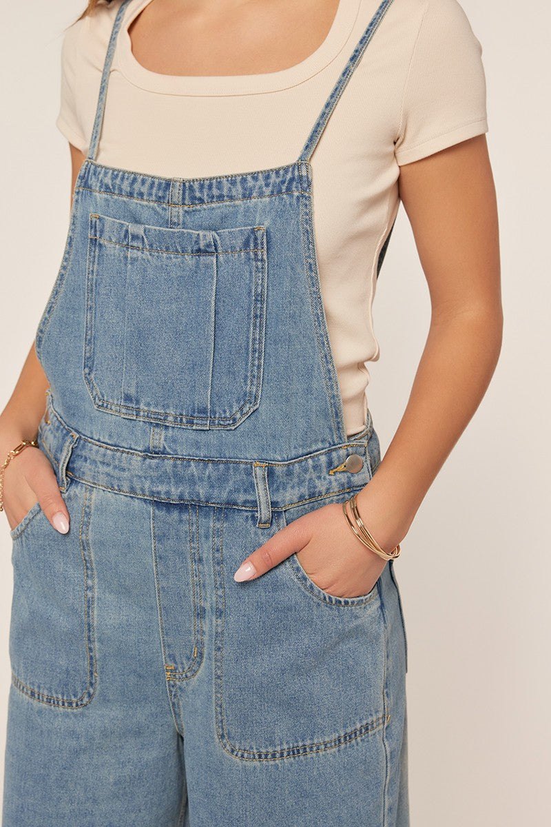 Denim Cropped Overalls, thumbnail 8