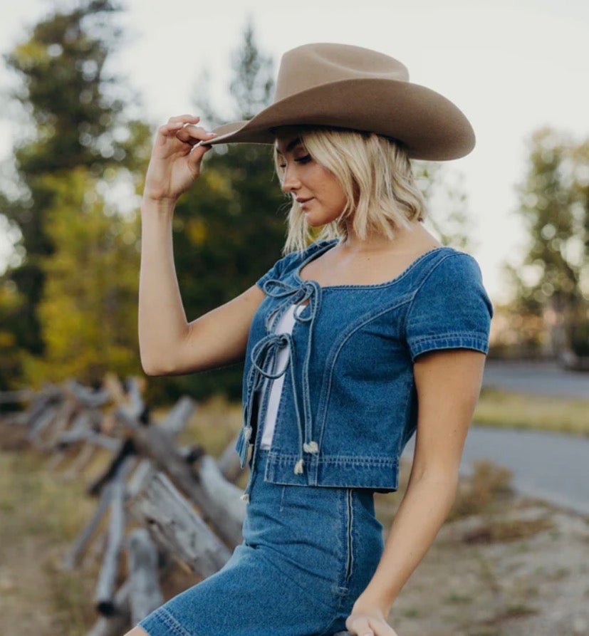 Denim Tie Blouse, thumbnail 3