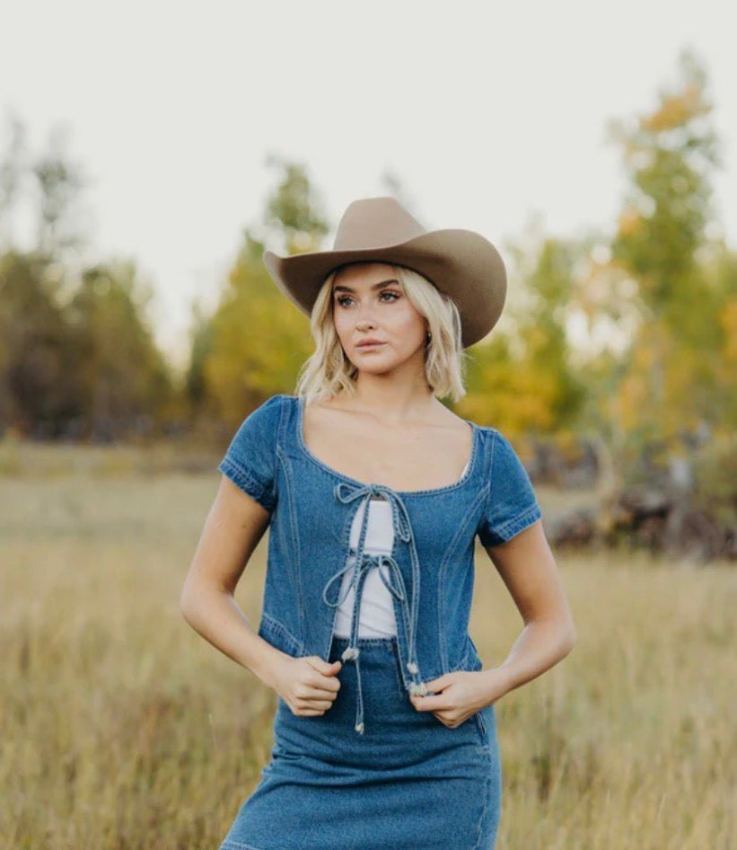 Denim Tie Blouse, thumbnail 4