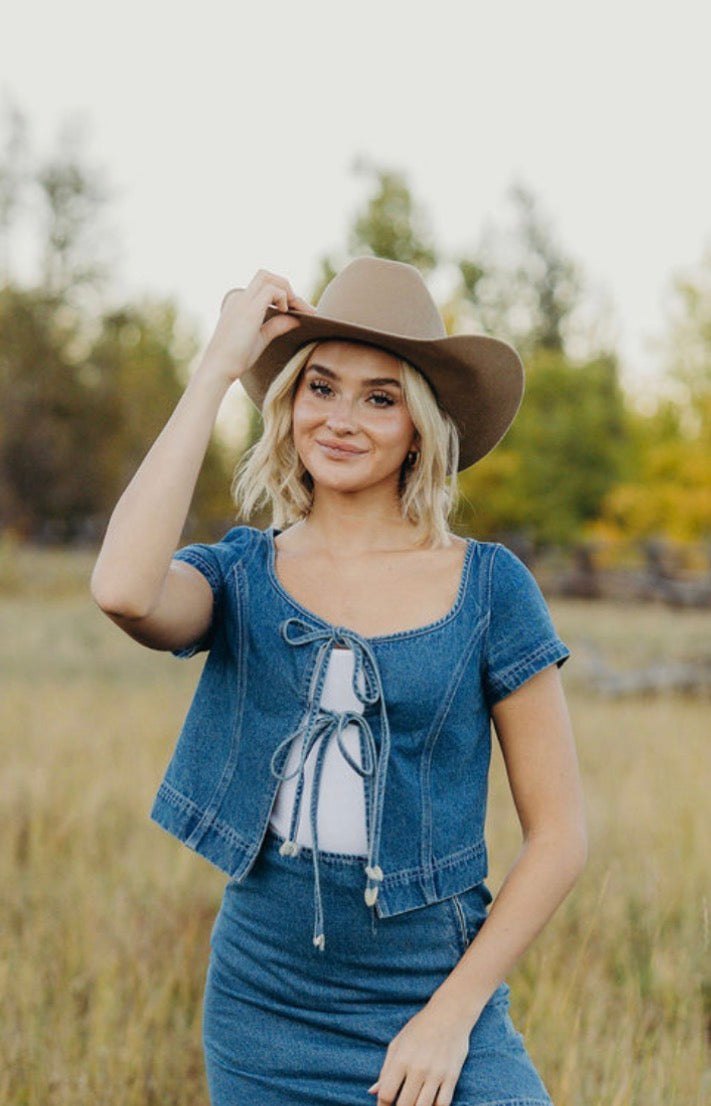 Denim Tie Blouse, thumbnail 5
