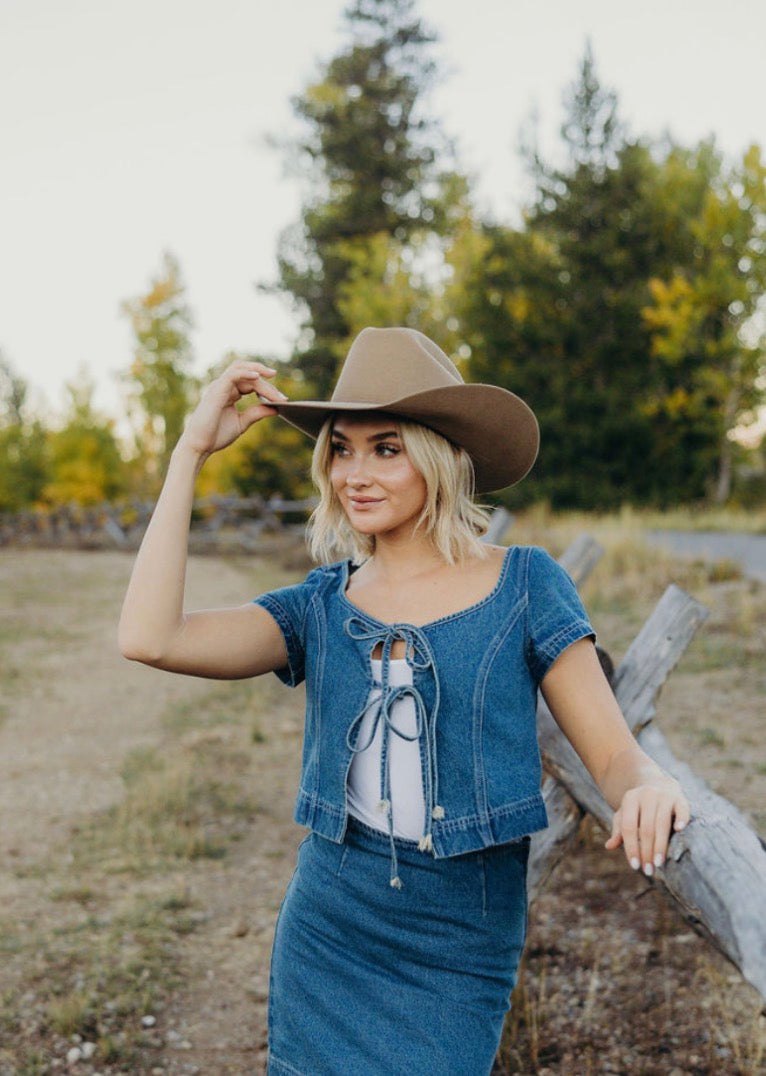 Denim Tie Blouse, thumbnail 6