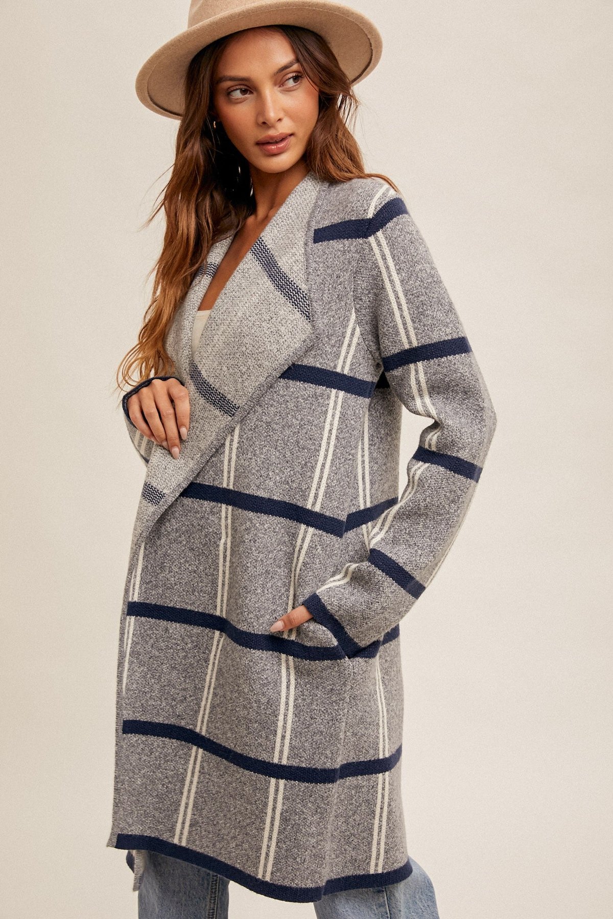 Drape Neck Long Cardigan, thumbnail 3