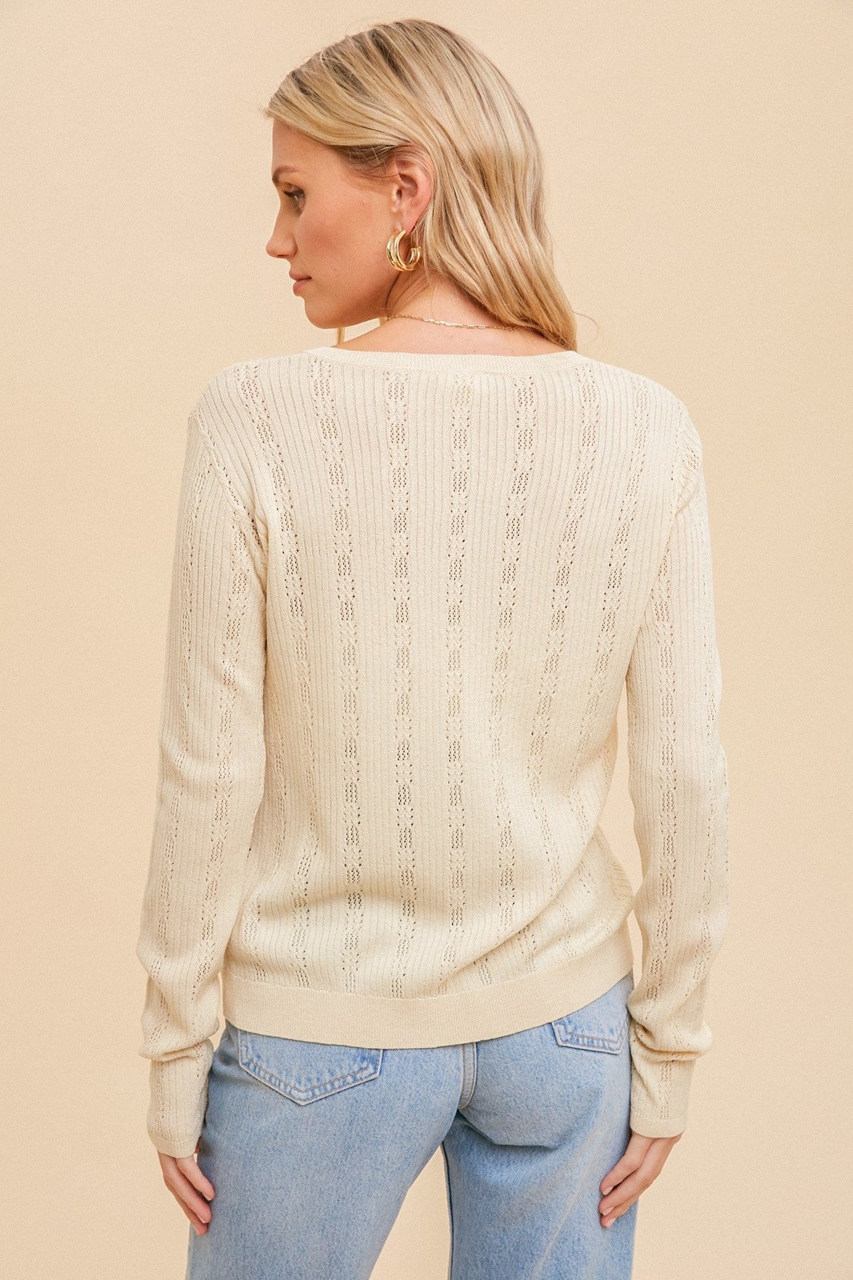 Pointelle embroidered cardigan, thumbnail 6