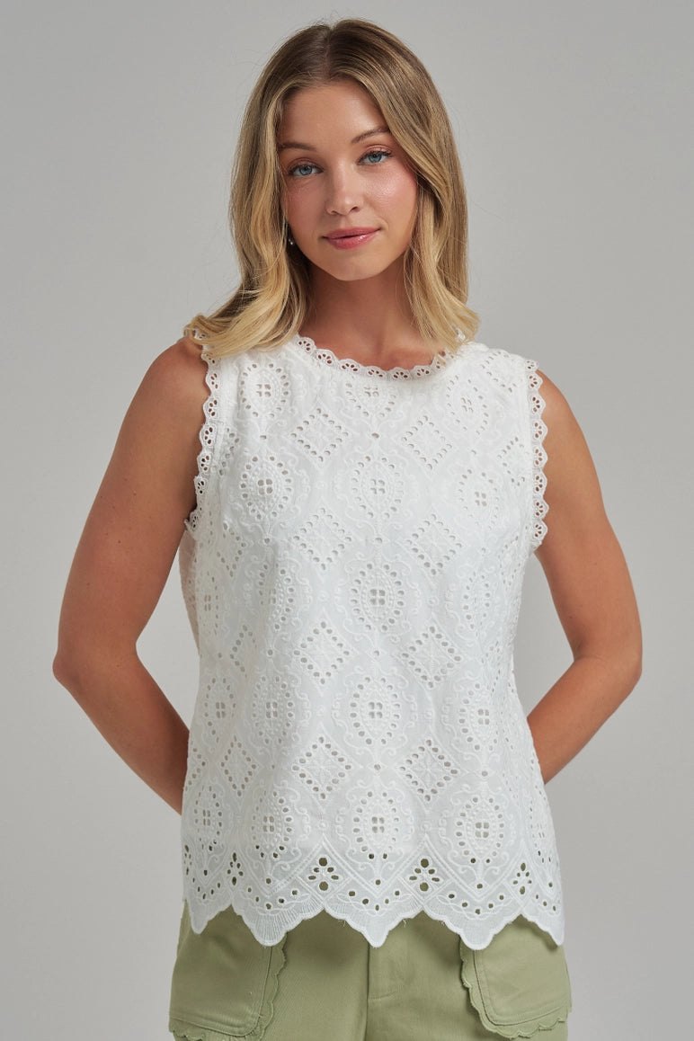 Eyelet Sleeveless Top