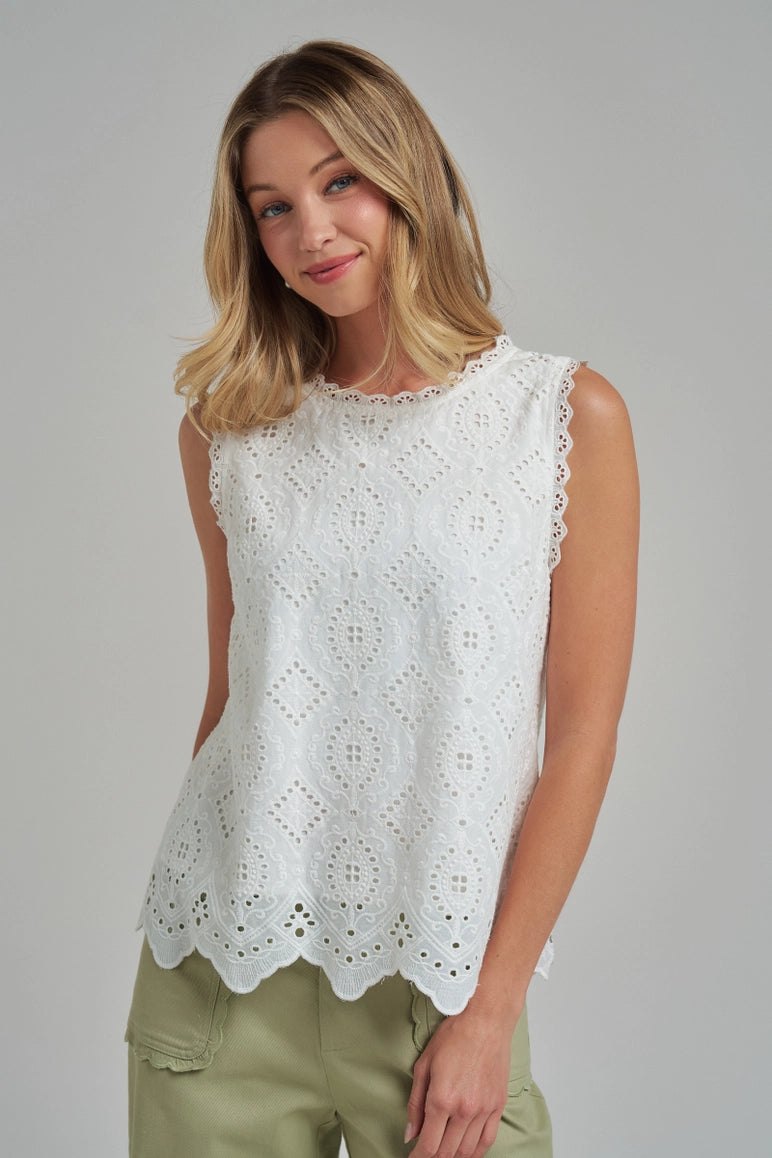 Eyelet Sleeveless Top, thumbnail 3