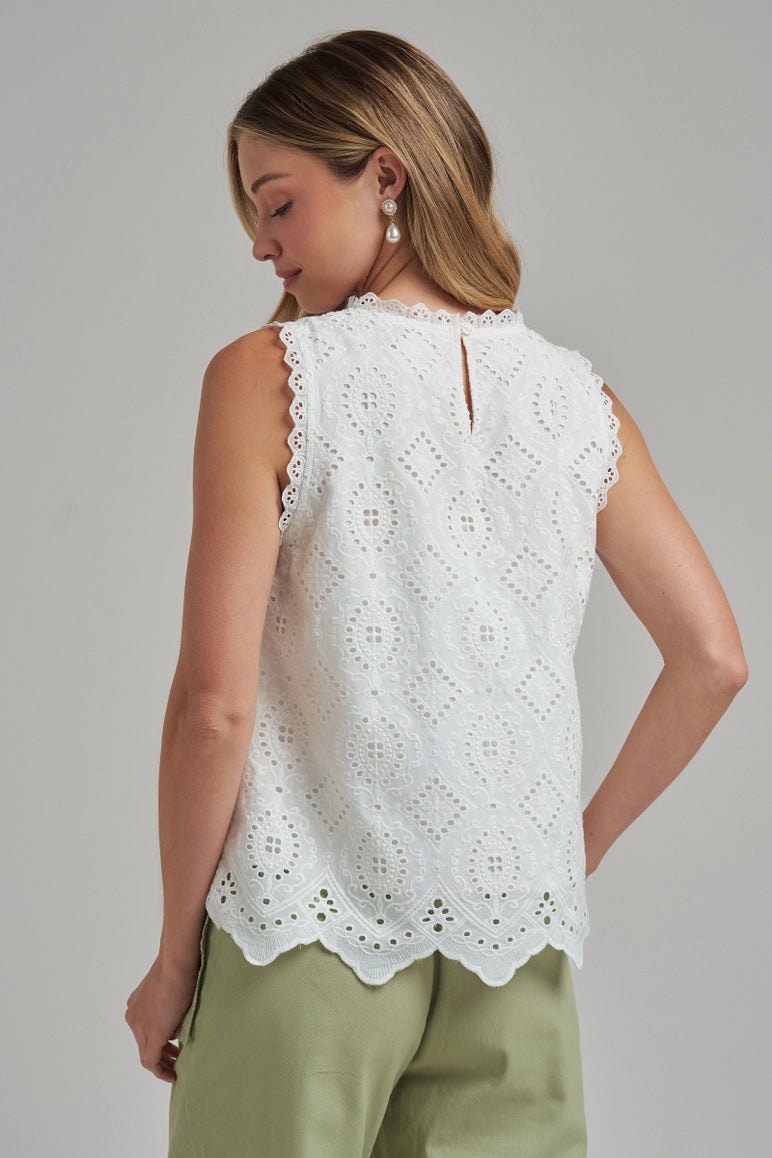 Eyelet Sleeveless Top, thumbnail 5