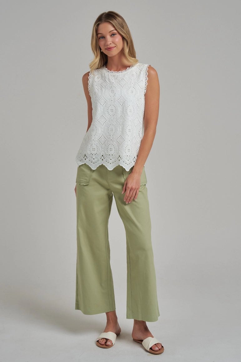 Eyelet Sleeveless Top, thumbnail 6
