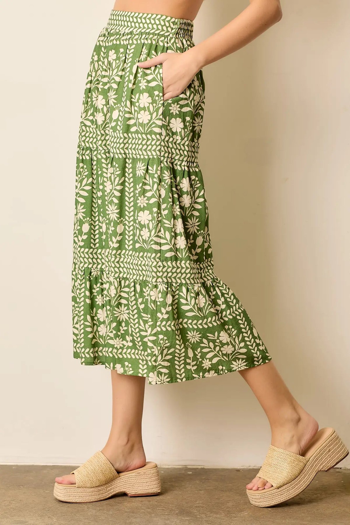 Meadow Floral Maxi Skirt in Green, alternate view