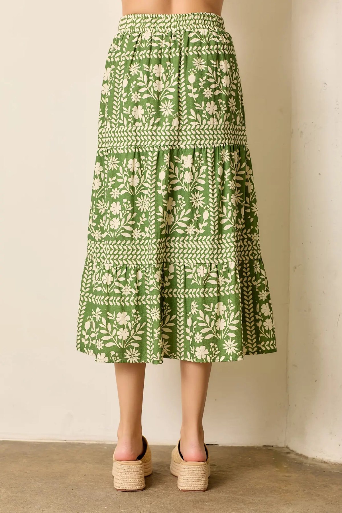 Meadow Floral Maxi Skirt in Green, thumbnail 3