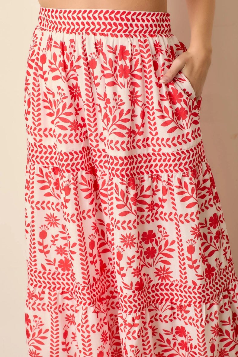 Floral Maxi Skirt in Red, alternate view