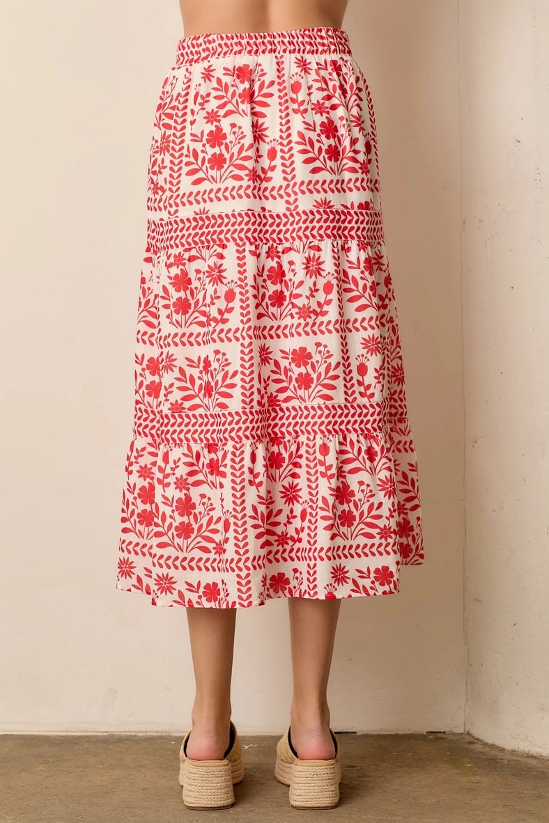 Floral Maxi Skirt in Red, thumbnail 4