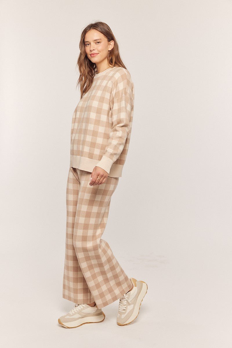 Gingham Knit Sweater & Pant Set, thumbnail 4