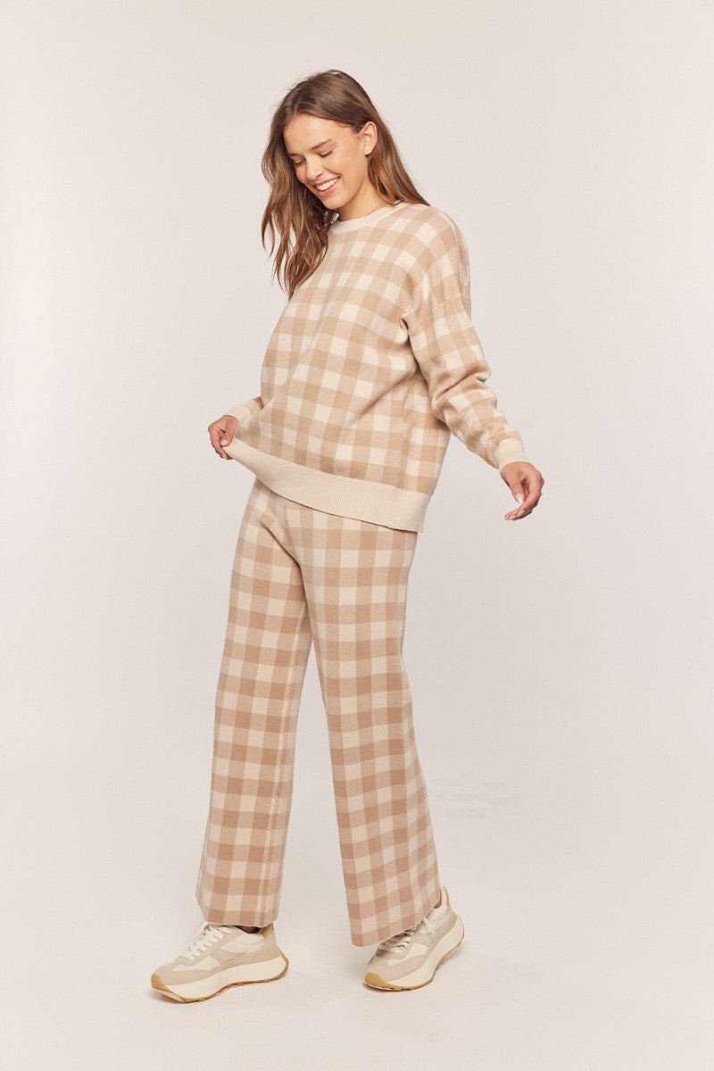 Gingham Knit Sweater & Pant Set, thumbnail 8
