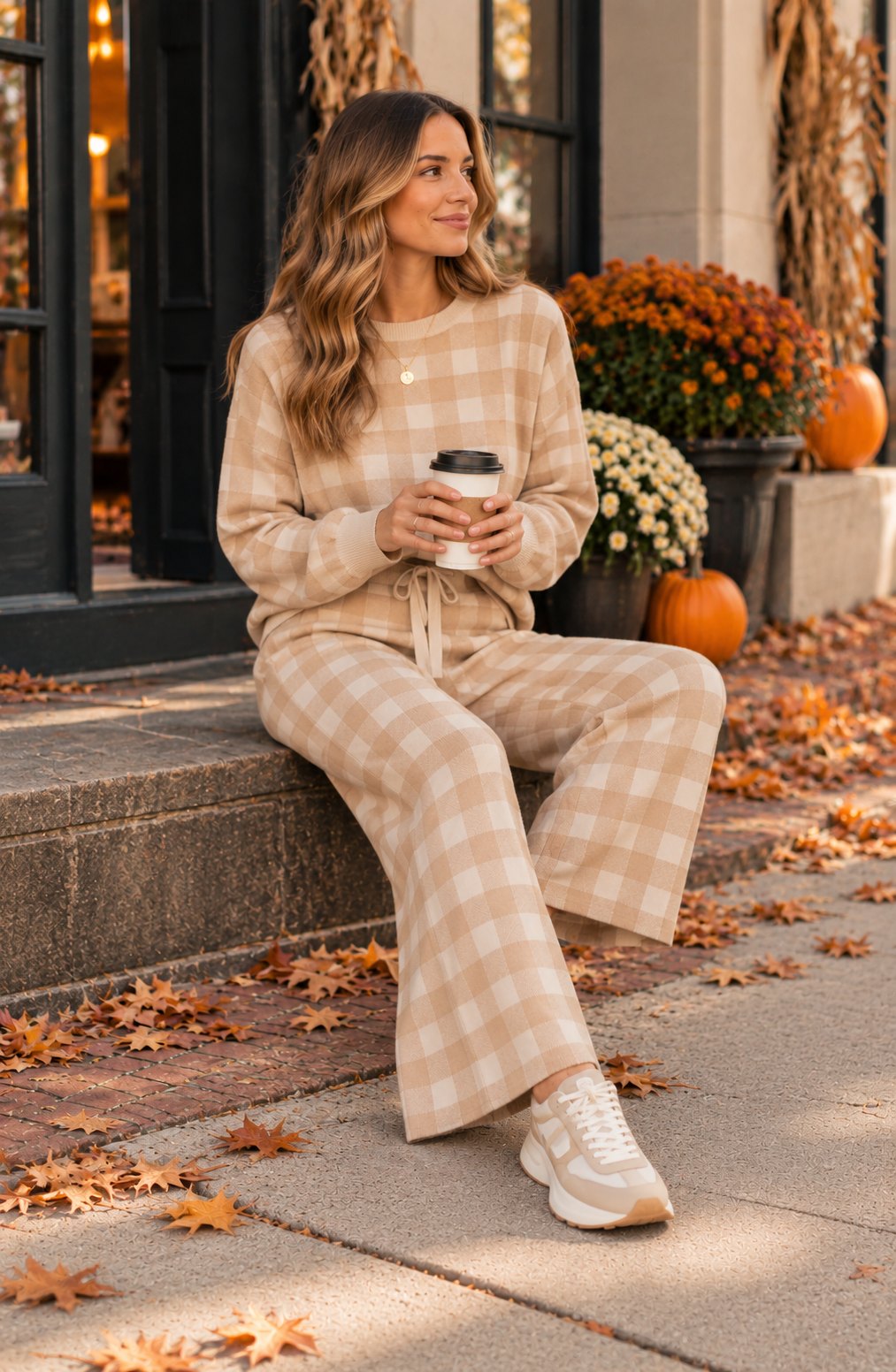 Gingham Knit Sweater & Pant Set, thumbnail 10
