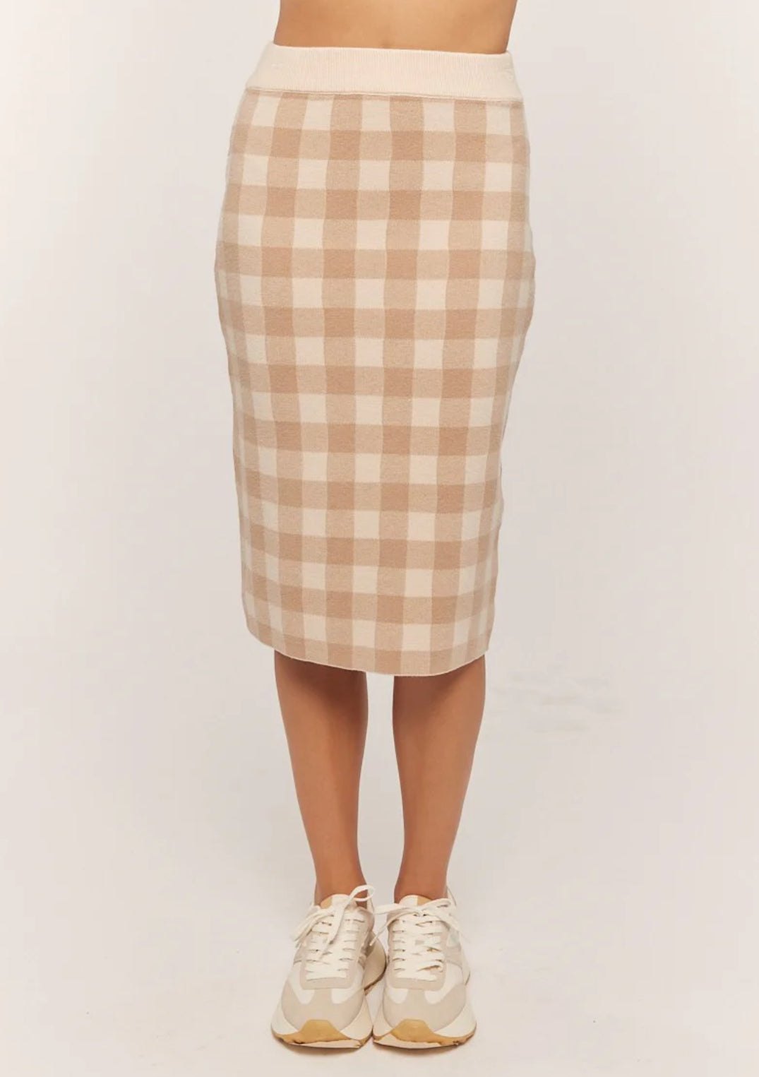 Gingham Sweater Midi Skirt, alternate view