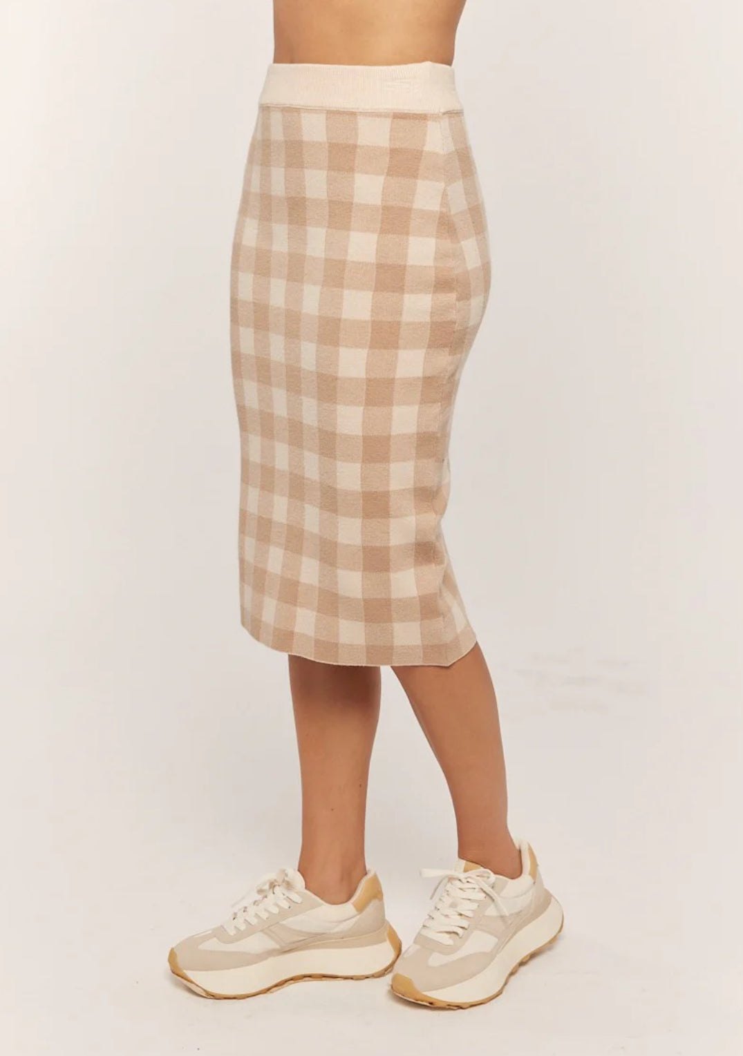 Gingham Sweater Midi Skirt, thumbnail 3