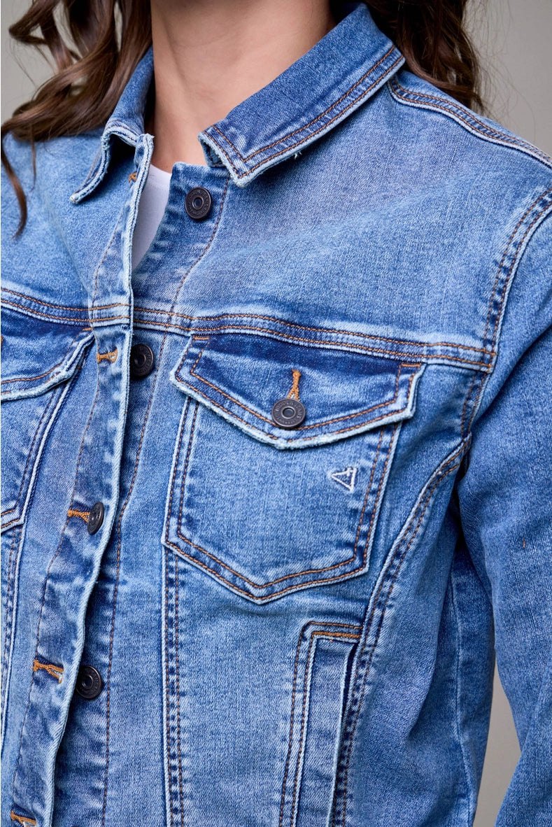 Hidden Fitted Denim Jacket, thumbnail 4