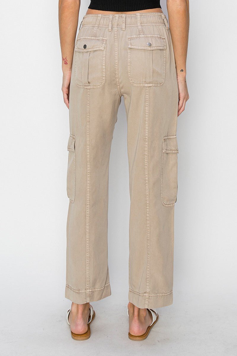 High rise crop relaxed pant in taupe, thumbnail 5