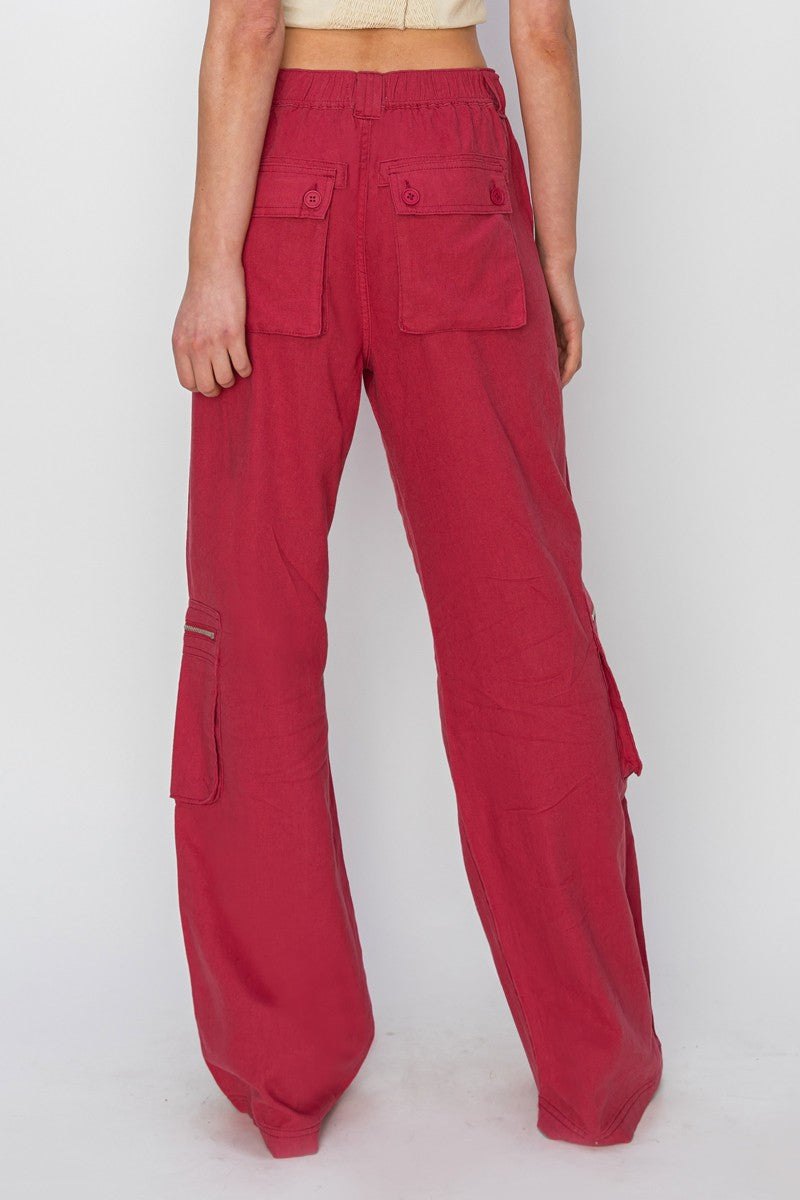 High rise straight cargo pants in brick, thumbnail 4