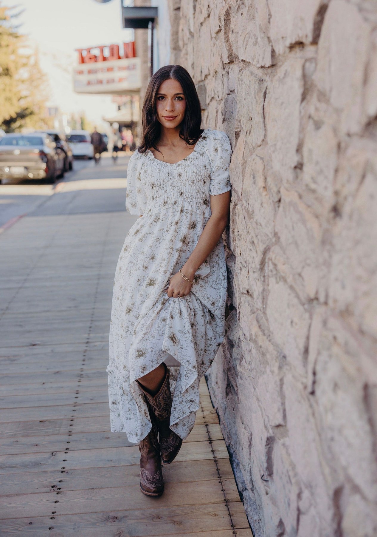 Jensen Olive Floral Midi Dress, thumbnail 3
