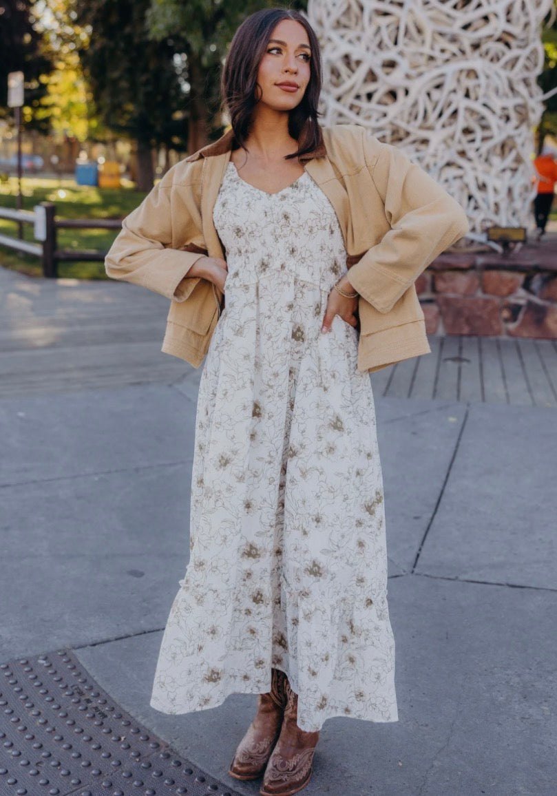 Jensen Olive Floral Midi Dress, thumbnail 5