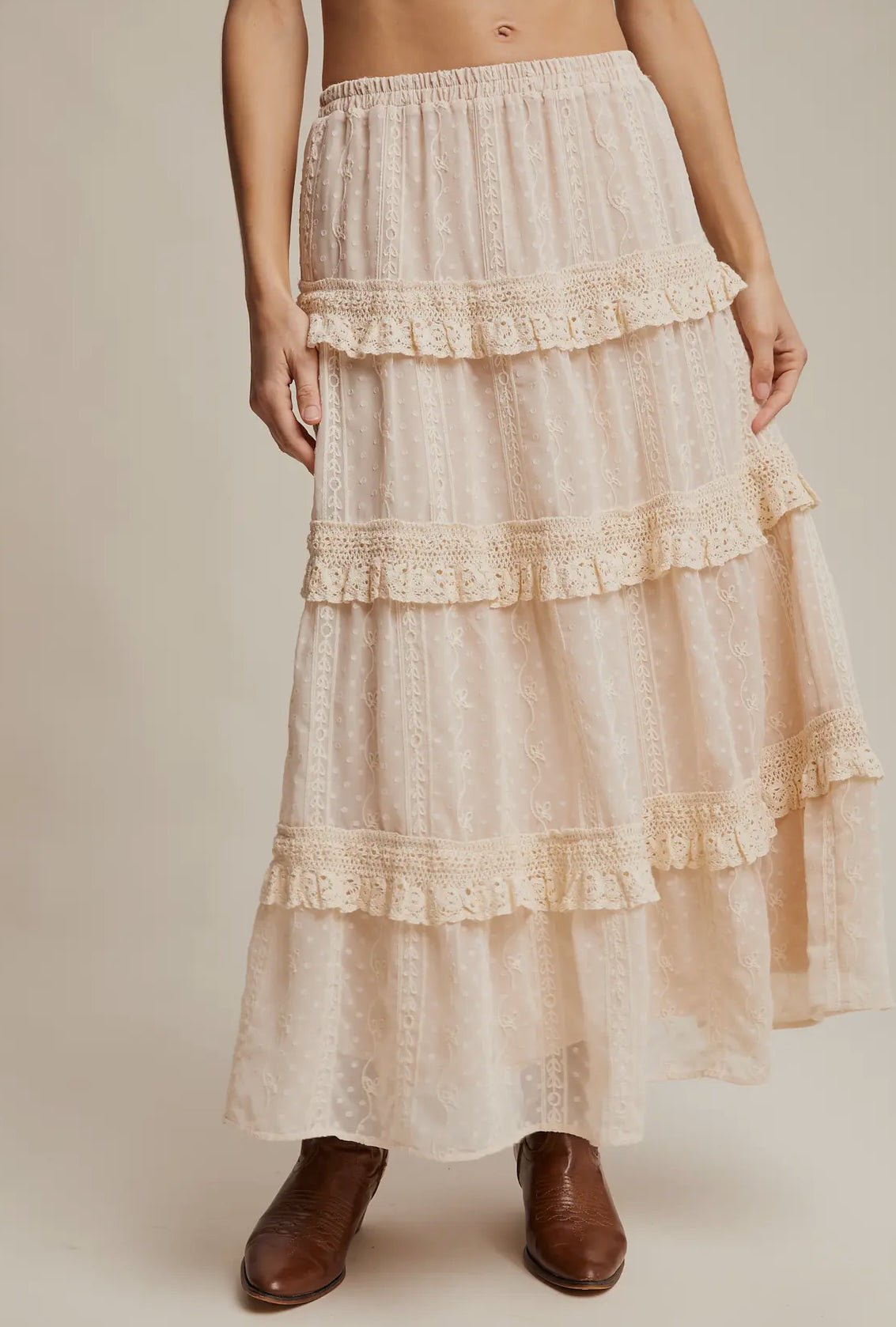 Ecru Lace Maxi skirt, alternate view