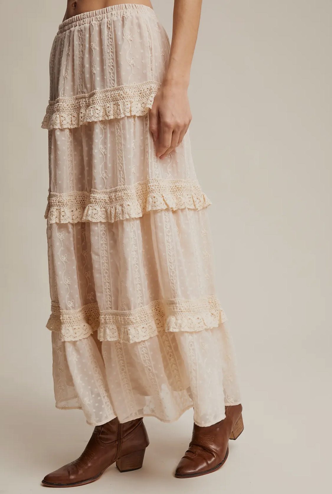 Ecru Lace Maxi skirt, thumbnail 4