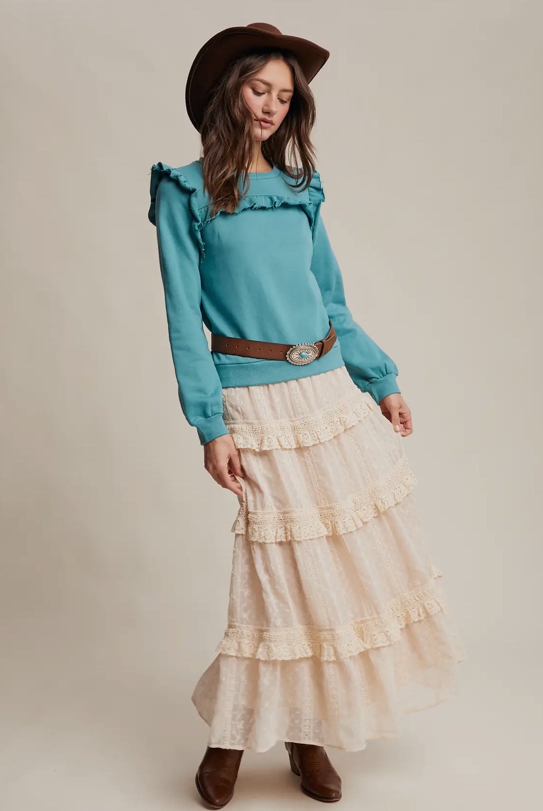 Ecru Lace Maxi skirt, thumbnail 8
