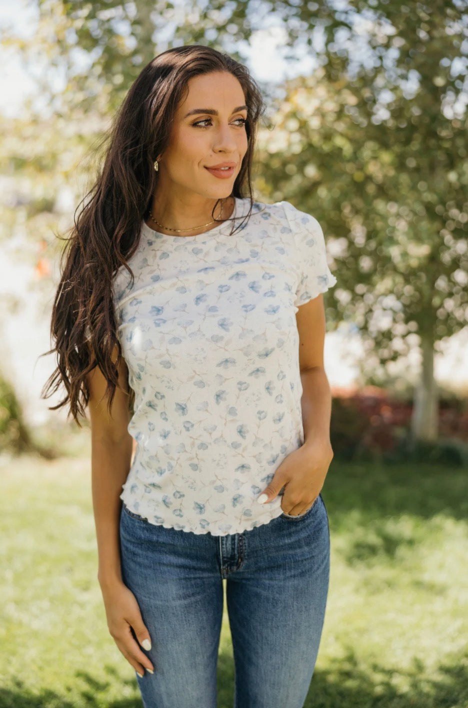 Lettuce Edge Tee in Blue Horizon, alternate view
