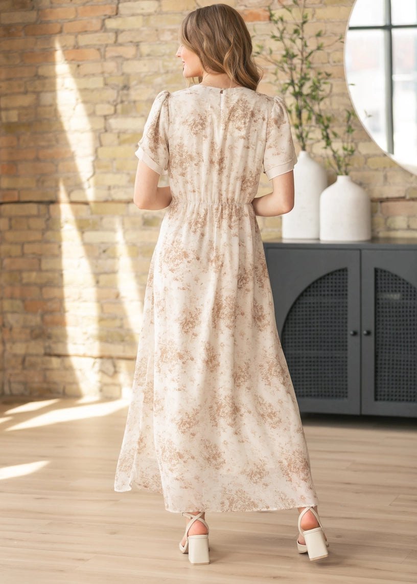 Maren Floral Maxi Dress in Tan, thumbnail 5