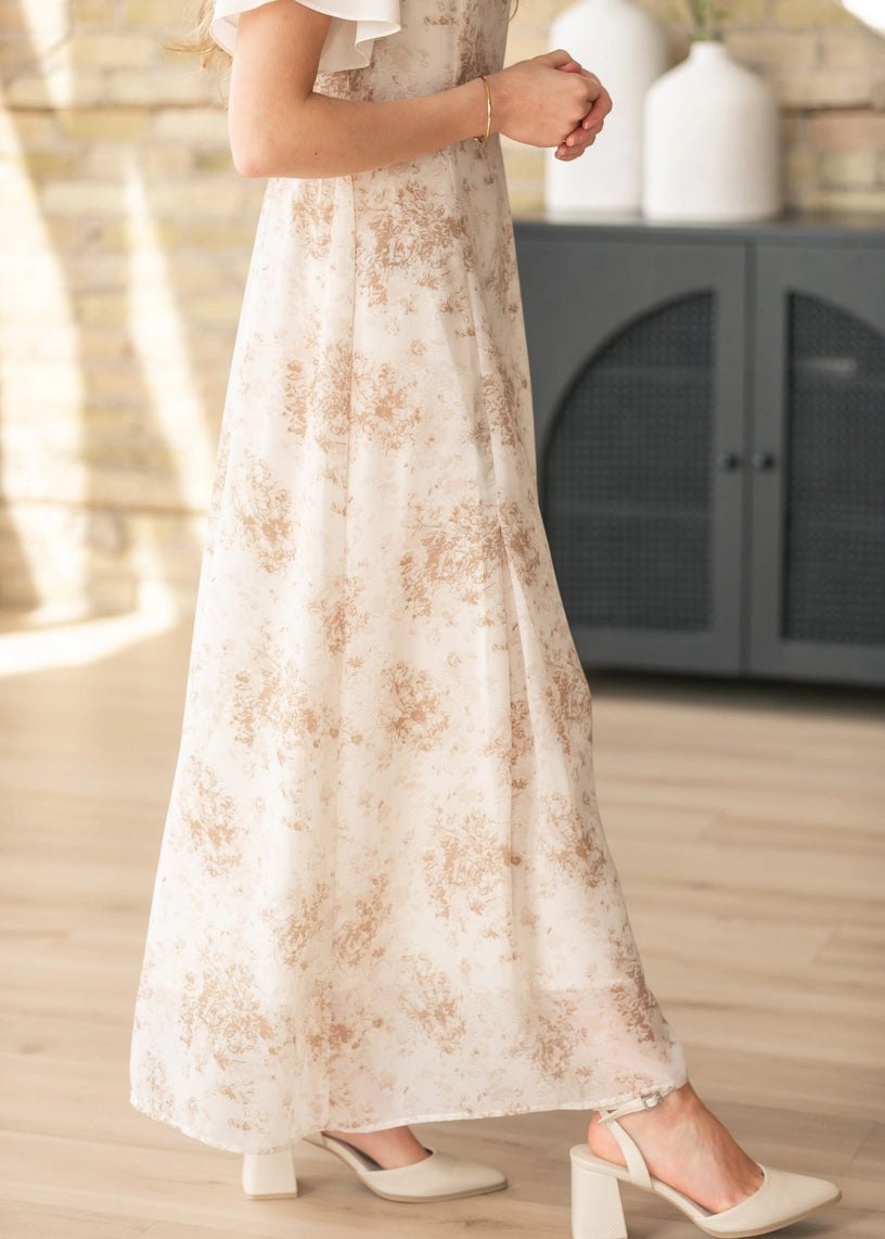 Maren Floral Maxi Dress in Tan, thumbnail 7