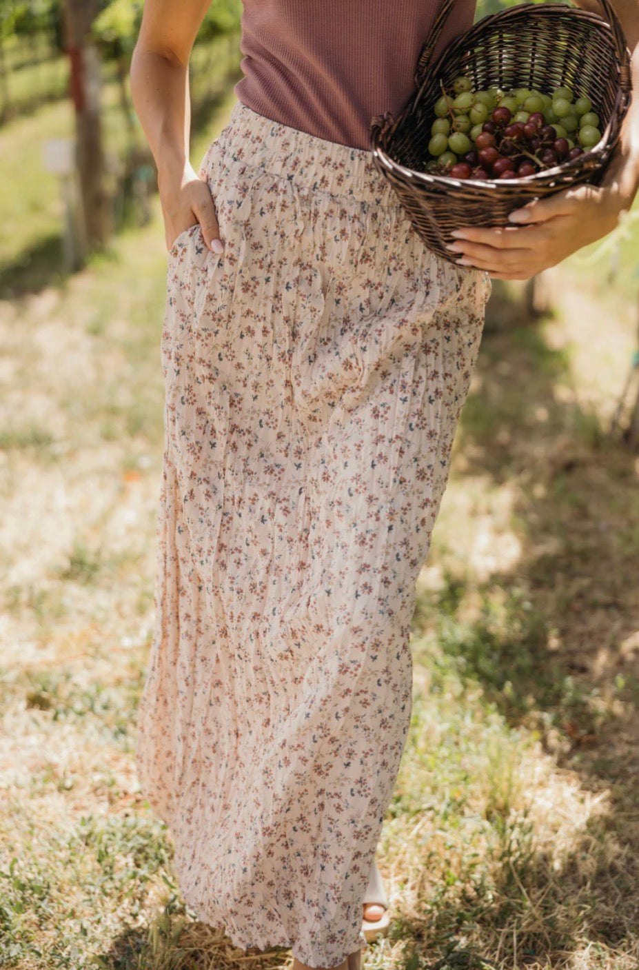 Maxi Skirt in Sunbaked Dahlia, alternate view